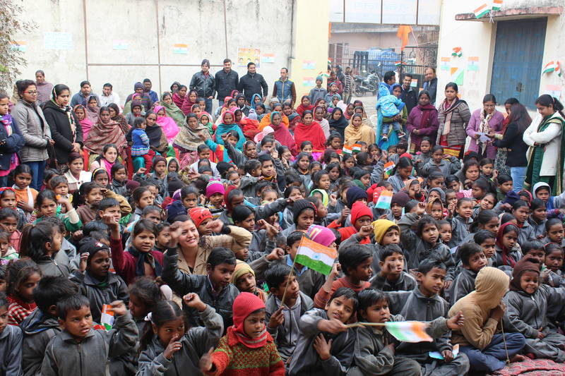 Aasraa Trust celebrates India's 67th Republic Day in the slum community of Govindgarh